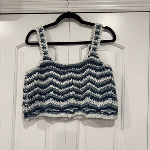 Lucky Brand Blue and White Chevron Tank Top